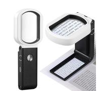 Loupe de Lecture Pliable 25 x 10 x avec lumière et Support, Grande loupe de Bureau à intensité Variable, pour Personnes âgées, bijoutiers, Artisanat, Livres, pièces de Monnaie, dégénérescence