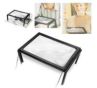 Loupe de lecture, ultra-fine pliable A4 Loupe pleine page avec loupe 3X 4 lumières LED pour la lecture