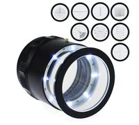 Loupe de loupe de bijoutiers éclairée 10X avec échelle de réticule Interchangeable, lumière LED, Champ de Vision de 25 mm, f (9 échelle de Verre)