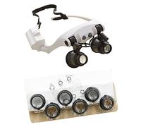 Loupe de lunettes 10 x 15 x 20 x 25 x LED - Double yeux - Outils de réparation de lunettes pour travaux manuels - Lunettes avec lumière pour travail de près - Mains libres