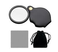 Loupe de Poche 15X avec 1 Chiffon de Nettoyage et 1 étui Noir, loupe de Lecture Pliante, loupe Portable, avec étui de Protection