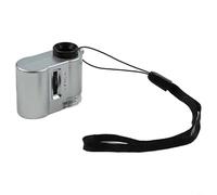 Loupe de poche 60x avec mise au point manuelle et double lumière UV LED pour travaux de terrain en géologie, botanique et électronique (argent)