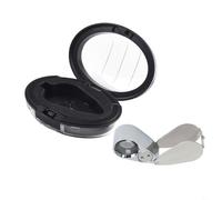 Loupe de poche pliable 40x avec lumière LED pour bijoux, timbres, lentille en verre optique et corps en alliage d'aluminium, 25 mm de diamètre