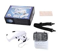 Loupe de réparation montée sur la tête 1.0X 1.5X 2.0X 2. 3. Loupe réglable 5 lentilles LED bandeau loupe avec pour lecture avec LED mains libres