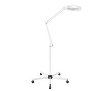 Loupe de sol LED avec grossissement 8x - 24 W - 2400 lm - Lampe de travail avec 5 pieds et roulettes - Bras pivotant à 360° + anneau lumineux 3D pour les loisirs, l'artisanat et la lecture (cadre en