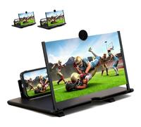 Loupe d'écran 3D HD 12" pour téléphone, support pliable et amplificateur, compatible avec tous les smartphones (noir)