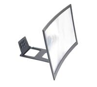 Loupe D'écran de Téléphone Incurvé 12 Pouces 3D en Acrylique ABS | Grossissement 3 à 4 Fois, Baffle à Forte Aspiration, Ratio 1: 1, Noir, Rainure Antidérapante