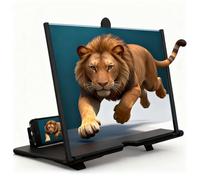 Loupe d'écran pour téléphone portable, version 2025, nouvelle loupe d'écran, amplificateur de téléphone portable HD ultra définition, angle réglable, prend en charge tous les smartphones, noir, 45,7