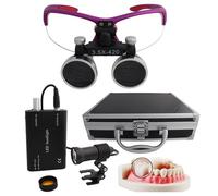 Loupe Dentaire 2,5X/3,5X, Loupes Binoculaires Dentaires Avec éClairage Led 5 W, Loupes Frontales, Distance Interpupillaire RéGlable, Pour Dentisterie, Chirurgie, Bijouterie Ou Loisirs,Purple-3.5X