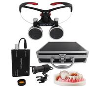 Loupe Dentaire 2,5X/3,5X, Loupes Binoculaires Dentaires Avec éClairage Led 5 W, Loupes Frontales, Distance Interpupillaire RéGlable, Pour Dentisterie, Chirurgie, Bijouterie Ou Loisirs,Black-3.5X