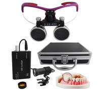 Loupe Dentaire 2,5X/3,5X, Loupes Binoculaires Dentaires Avec éClairage Led 5 W, Loupes Frontales, Distance Interpupillaire RéGlable, Pour Dentisterie, Chirurgie, Bijouterie Ou Loisirs Purple-2.5X