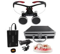 Loupe Dentaire 2,5X/3,5X, Loupes Binoculaires Dentaires Avec éClairage Led 5 W, Loupes Frontales, Distance Interpupillaire RéGlable, Pour Dentisterie, Chirurgie, Bijouterie Ou Loisirs,Black-2.5X