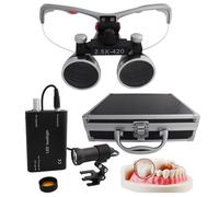 Loupe Dentaire 2,5X/3,5X, Loupes Binoculaires Dentaires Avec éClairage Led 5 W, Loupes Frontales, Distance Interpupillaire RéGlable, Pour Dentisterie, Chirurgie, Bijouterie Ou Loisirs Silver-2.5X