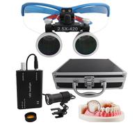 Loupe Dentaire 2,5X/3,5X, Loupes Binoculaires Dentaires Avec éClairage Led 5 W, Loupes Frontales, Distance Interpupillaire RéGlable, Pour Dentisterie, Chirurgie, Bijouterie Ou Loisirs,Blue-2.5X