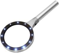 Loupe éclairée 5X 10X, grande loupe avec 2 niveaux et 12 LED, coque en alliage d'aluminium, loupe de lecture, loupe portative, loupe senior