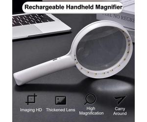 Loupe éclairée portative Rechargeable 10/15/30X, loupe Portable avec 3 Modes d'éclairage pour la lecture 90mm