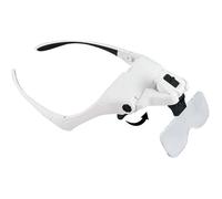 Loupe frontale, 1x/1,5x/2x/2,5x/3,5x, avec optique interchangeable 5 voies et 2 lumières LED pour un travail de précision, blanc