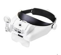 Loupe frontale à LED TOOLCRAFT TO-7440588 avec éclairage LED Grossissement: 3.5 x, 2.5 x, 2.0 x, 1.5 x, 1.0 x Lentille: (L x l) 100 mm x 40 mm blanc