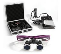 Loupe Frontale Dentaire binoculaire 2.5X 420mm avec Lampe Frontale LED 5W, dentisterie et Chirurgie. Loupes binoculaire pour Chirurgie, cosmétique Plastique(Purple,2.5)