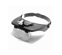 Loupe frontale portable avec lentilles interchangeables, support de fixation, serre-tête, 2 lampes LED et 4 lentilles pour la lecture, bijou - cadeau