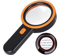 Loupe Grossissante avec 12 LED Lumière, Loupe Eclairante à Main pour Lecture, Bijoux, Seniors, Malvoyant, Observations et Travaux Manuels Noir