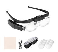 Loupe Grossissante avec 2 Lumiere LED Réglables, Empilables, 3 Lunette Loupe Femme Homme, 6 Combinaisons 1,5X, 2,0X, 2,5X, 3,5X, 4,0X, 4,5X, Lunettes de Lecture, Loupes Bijoutier Horloger, avec Étui