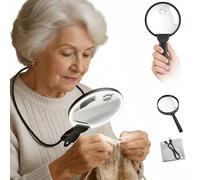Loupe Grossissante avec Lumiere Rechargeable, Loupe Ajustable de Lecture à Main Libre et Le Travail de près, Loupe à col de Cygne Flexible pour la Couture, Malvoyant, Personnes Âgées(Noir foncé)