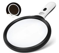 Loupe Grossissante, Grande Loupe de Lecture Portable de 130 mm, 20x30x Grossissement, avec 24 LED et Lampe UV, pour Personnes âgées et Enfants, Lecture, Bijoux, Timbres
