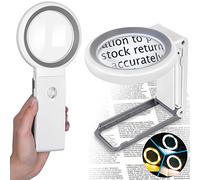 Loupe Grossissante sur Pied avec 18 LED Lumière, 10X 30X Loupe Eclairante à Main avec Support Pliable pour Lecture, Bijoux, Inspection, Monnaies Blanc