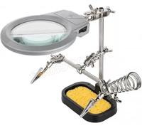 Goobay Troisième main à souder 51226 – loupe, support fer, pinces crocodiles ajustables – noir