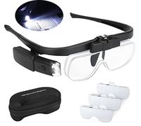 Loupe LED lumineuse avec 2 lumières, bandeau pour lecture et travail de précision, horloger, malvoyant, portable, rechargeable et interchangeable