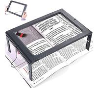 Loupe, Loupe Pleine Page A4, 3X Lentille d'aide à la Lecture Pliable Mains Libres Loupe de Lecture avec 12 LED pour Lire de Petits caractères Personnes âgées malvoyantes