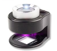 Loupe lumineuse 30X avec 3 LED et double lentille en verre optique, plaque graduée mm/pouce pour bijoux, horlogerie, textiles et lecture - Portable pour mini loupe