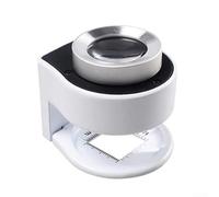 Loupe lumineuse 30X avec lentille en verre optique double couche et règle de mesure pour les artisans et techniciens en électronique (blanc)