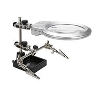 Loupe lumineuse à LED, loupe en acier Loupe 5X, lampe de bureau aidant la pince de réparation à la main Double pince auxiliaire en alligator Stand Loupe de bureau pour bijoux anciens Hobby Observation