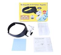 Loupe mains libres 2 LED 1 x 1,5 x 2 x 2,5 x 3,5 x bandeau en verre pour couture, travaux manuels, lecture, réparation de bijoux, support de tête en verre avec 2 lumières LED, mains libres, travail de