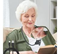 Loupe mains libres avec lumière LED, 16 cm 5X de grossissement avec loupe à porter autour du cou pour la lecture, la couture, le point de croix