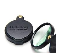 Loupe Pliante 10X Mini loupe de Poche avec étui de Protection Rotatif en Cuir pour la Lecture, la Science, Les Bijoux, Les Livres, Taille de l'objectif 6,1 cm (Bordures Marron/Noir expédiées au
