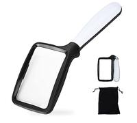 Loupe pliante de poche avec lumière, 3 x grande loupe de lecture rectangulaire avec LED à intensité variable pour dégénérescence maculaire, personnes âgées, lecture, inspection, pièces de monnaie,