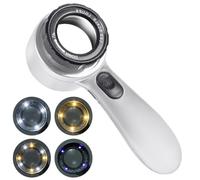 Loupe portable 4 couleurs LED éclairée 30x en verre rechargeable, poignée ergonomique pour timbres, pièces de monnaie, analyse des composants électroniques, outil d'inspection de bijoux portatif