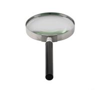Loupe portable 5X avec lentille en verre optique et poignée en métal adaptée pour la lecture et l'inspection détaillée des timbres, poinçons, etc. 75 mm à 100 mm (90 mm)