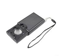 Loupe portable à main double lentille 30x et 60x avec lumière LED intégrée Taille de poche Microscope Loupe pour examen détaillé des bijoux et des devises Noir