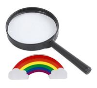 Loupe Portable Noire Avec Organisateur De Bureau Pour Enfants, Fournitures Scolaires, Porte-Crayon En Bois Arc-En-Ciel Nuage