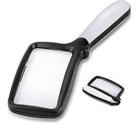 Loupe Portative Pliable Avec Éclairage ¿ Lentille Rectangulaire 3x Pour Une Lecture Facile Et Éclairage Led À Intensité Variable