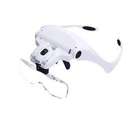 Loupe pour tête, Bysameyee éclairée loupe serre-tête en verre loupe avec 2 LED pour travail de proximité, travail de bijoux, réparation de montres, Arts & Crafts, Aide à la lecture