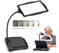 Loupe rechargeable 1,8x avec lumière et support, 48 LED pleine page, lampe de bureau, grande page détachable pour personnes âgées à faible vue, lecture, réparation, bricolage, peinture