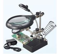 Loupe Station Troisième Main au Soudage 5LEDs Loupe à Poser 2,5X/7,5X/10X Lentille Support avec Pince pour Soudure Réparation Model