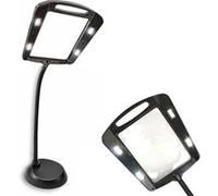 FISHTEC - Loupe sur Pied Lumineuse x5-12 LED 50 lumens Support Flexible 100 cm Large Surface 25,5 x 19 cm - Lecture Couture Broderie Bricolage Loisirs creatifs Mains Libres