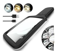Loupe Tobegiga avec lumière, 6X pour Seniors, Grande Recharge USB, 3 Modes de Couleur, Manuelle, éclairée à intensité Variable, Aide à la Lecture (dégénérescence maculaire, Troubles de la Vision).