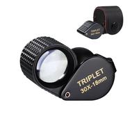 Loupe Triplet Portative 30x avec Grossissement, Lentille Optique 18 mm, Design Pliable, Boîtier Métallique Durable, Fonctionnement sans Pile pour Bijoutiers, Gemmologues et Collectionneurs